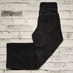 H&M Wide Leg Jeans Black Wash Slouchy High Rise Size 4